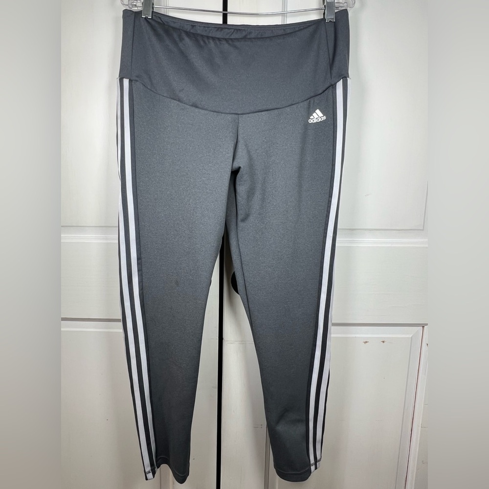 Adidas Aeroready 3-Stripes 7/8 High Rise Leggings Gray No signs of Wear Sz 2X - Picture 3 of 7